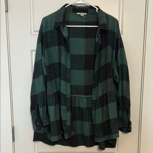 American Eagle Large Green and Black Babydoll Plaid “Flannel” shirt